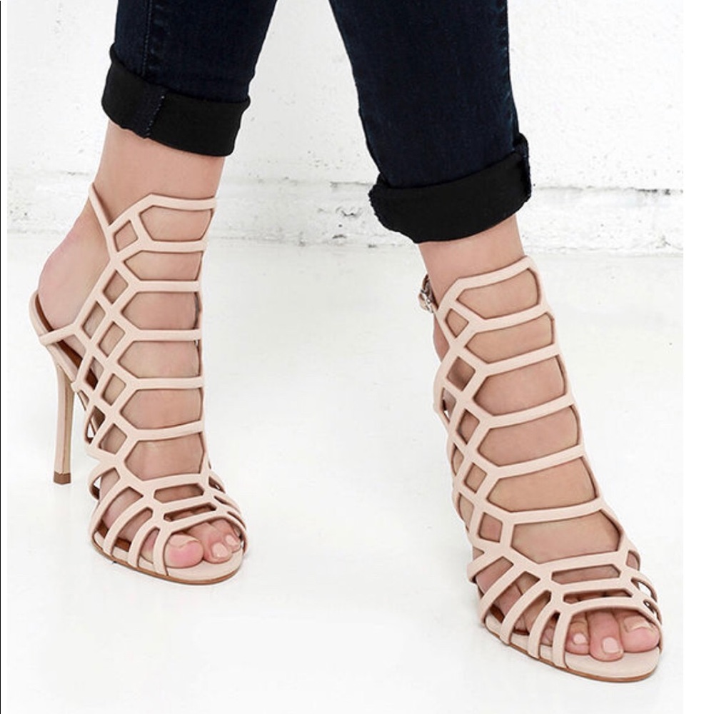 Steve Madden Blush Nubuck Leather Caged Heels